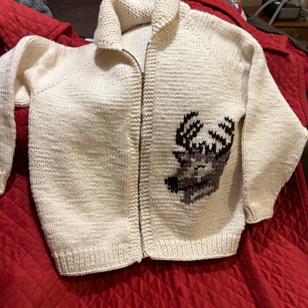 Handmade Heavy Zip front Mens Sweater XL